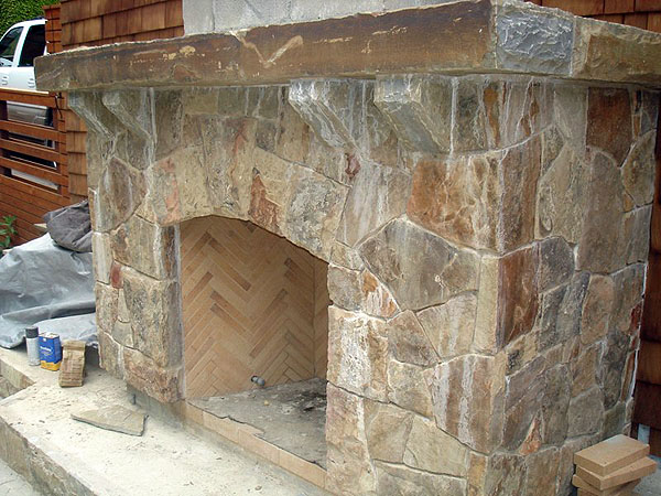 Montana Stone Exterior Fireplace